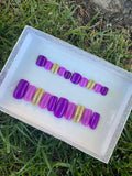 Mommy and daughter matching purple and gold glitter press-on nail set